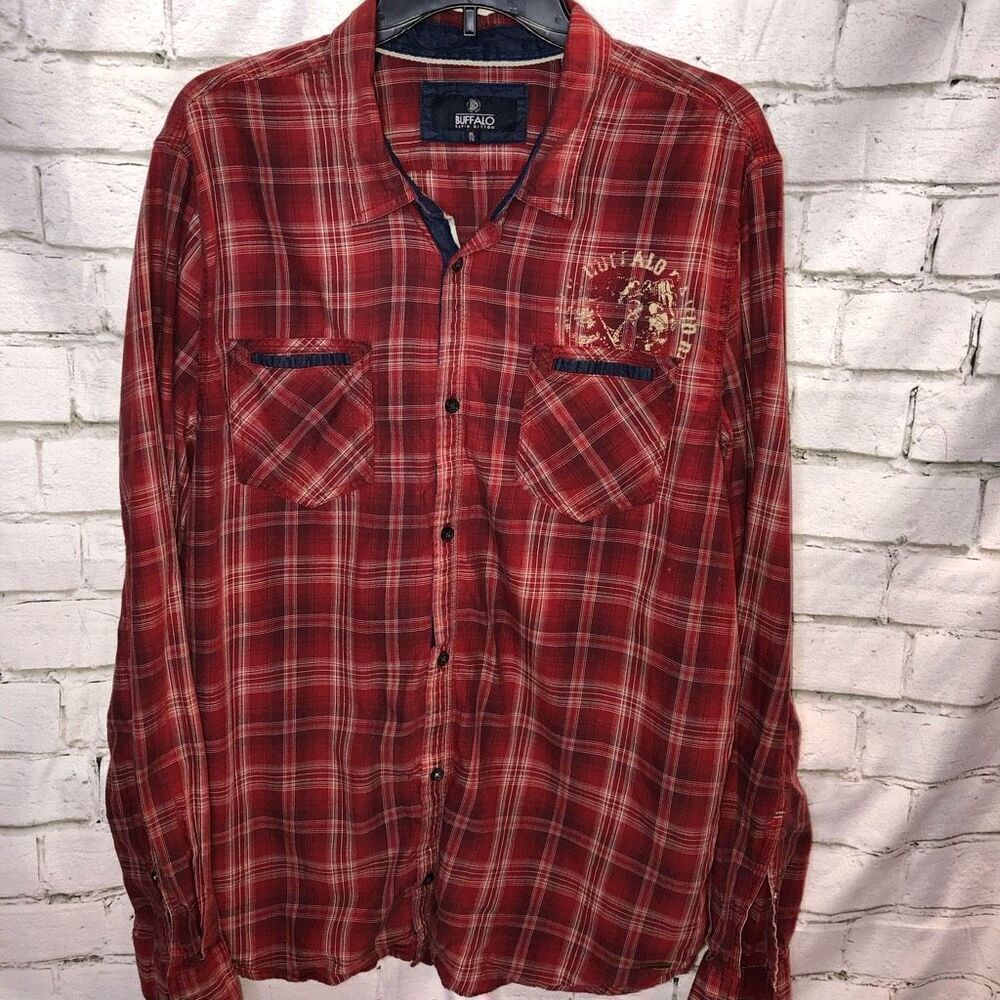 Buffalo by Davi Bitton | Long Sleeve Button Down- Red Plaid | Men’s XL